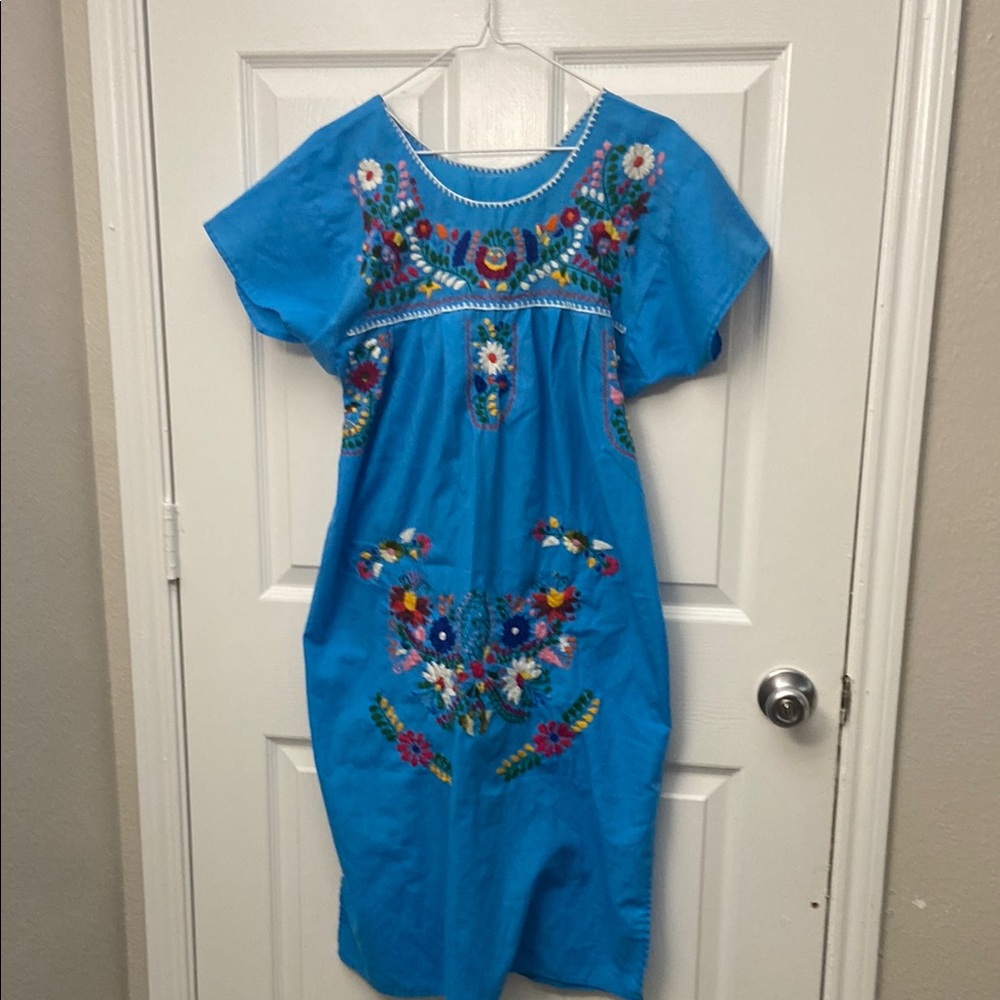 Blue Embroidered women dress